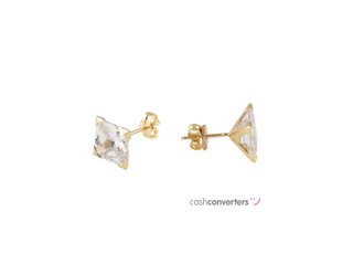 pendientes oro 18k con piedra con circonita