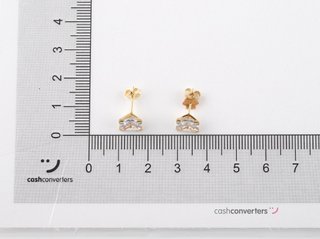 pendientes oro 18k con piedra con circonita