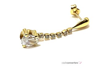 pendientes oro 18k con piedra con circonita
