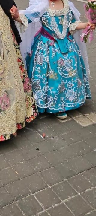Traje de Fallera Niña Azul floreado
