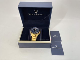 reloj pulsera caballero maserati dorado cara azul crono 40097 8873640008