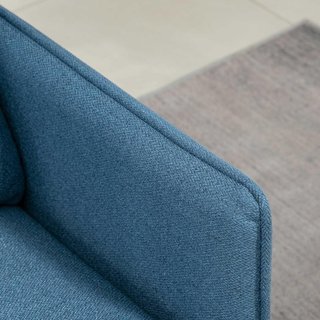 Divano a 2 Posti in Tessuto Effetto Lino con Braccioli e Cuscini Imbottiti, Divano Moderno a 2 Posti con Gambe in Acciaio, per Ufficio, Soggiorno, Salone e Camera da Letto, 139X68X80 Cm, Blu