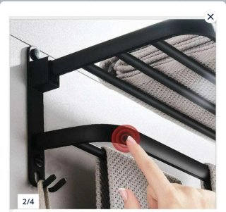 Toallero plegable pared aluminio negro