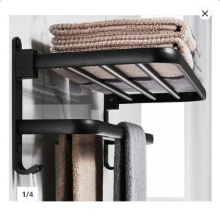 Toallero plegable pared aluminio negro