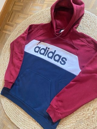 Sudadera Adidas con capucha roja y azul - Talla L