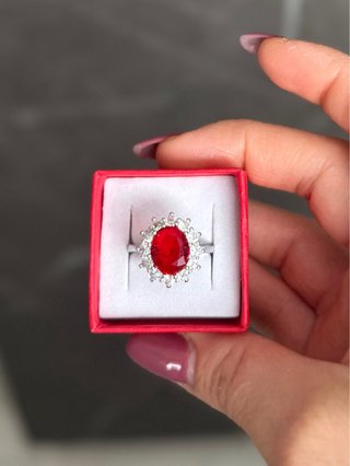 Anello Argento 925 con Zircone Rosso