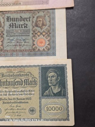 3 Billetes Reichsbanknote Alemanes centenarios