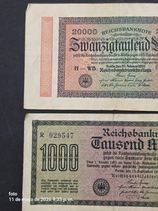 3 Billetes Reichsbanknote Alemanes centenarios