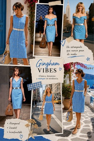 Vestido Vichy Midi con Cinturón T.M Estilo Prada