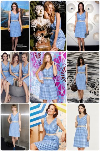 Vestido Vichy Midi con Cinturón T.M Estilo Prada