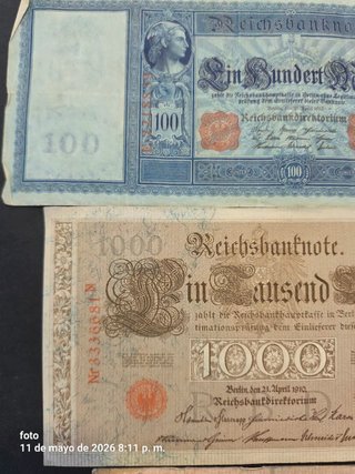 Coleccion de billetes centenarios de Alemania.