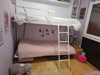 Cama litera individual y doble  con estanterías