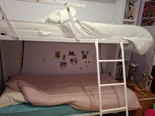 Cama litera individual y doble  con estanterías