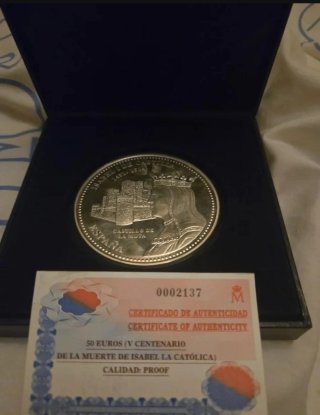 Moneda 50 Euros Isabel la Católica 1451-1504