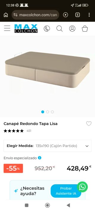 Canapé para cama de 135.