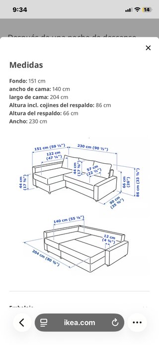 Sofá Cama Chaise Longue Friheten Beige