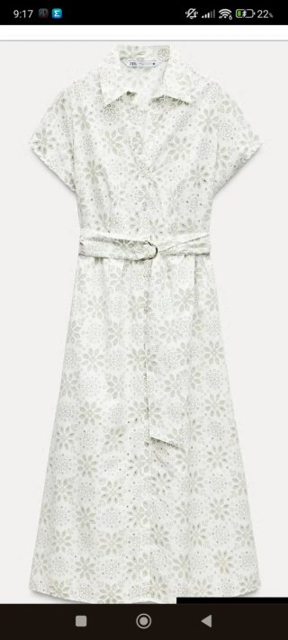 Vestido camisero midi Zara verde talla L