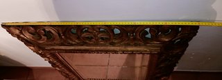 Antiguo Espejo Biselado Siglo XIX Madera Tallada