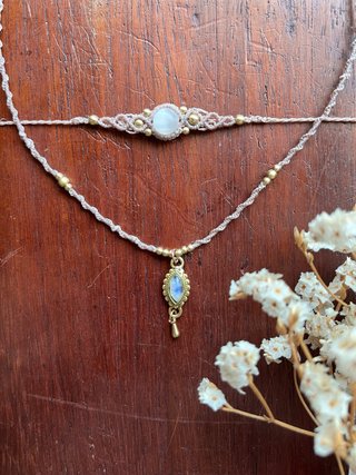 Set 2 collane pietra di luna e ottone Handmade