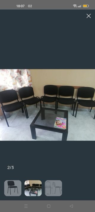 Sillas de espera/reunión negras 11 unidades