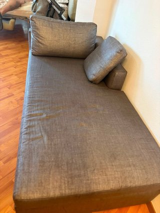 Chaise longue de tela gris