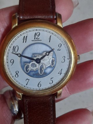 Orologio da polso anni '70 marrone/oro argento