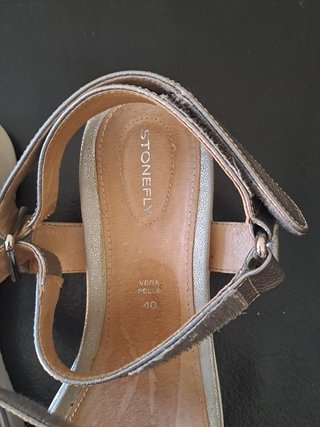 Sandalias Stonefly Piel Gris Plateado Talla 40