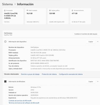 Ordenador Dell OptiPlex 7060 i5 16GB RAM