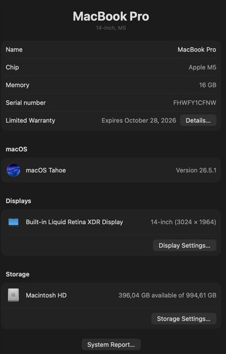 MacBook Pro M5 1TB 16GB