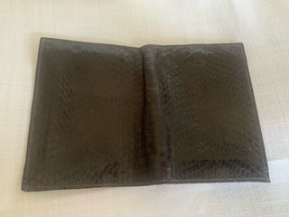 Billetera Piel Serpiente Negra/Marrón Auténtica