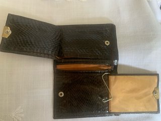 Billetera Piel Serpiente Negra/Marrón Auténtica