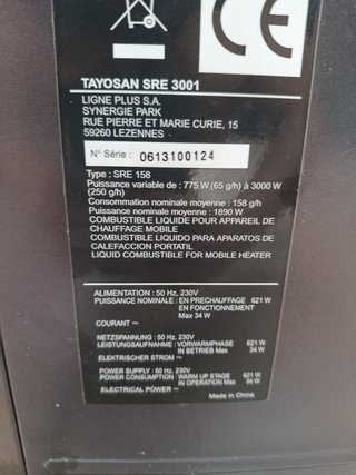Estufa de queroseno Tayosan SRE 3001 – 3000W