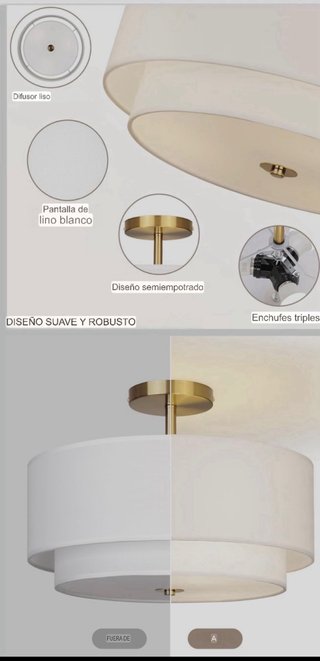 Lámpara Techo Redonda CALOKES Ø40cm Blanca