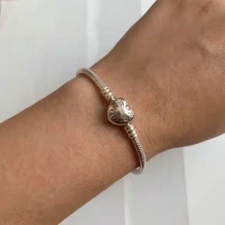 Romantic Silver Snake Chain Bracelet with Heart
