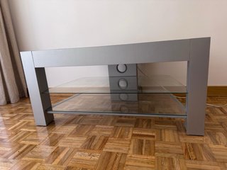 Mesa TV madera 2 baldas cristal