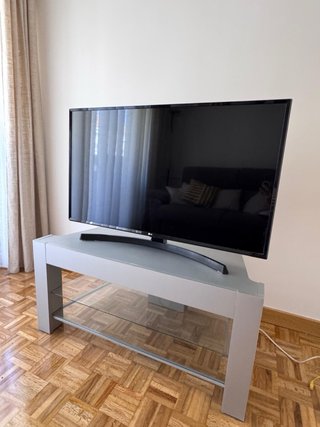 Mesa TV madera 2 baldas cristal