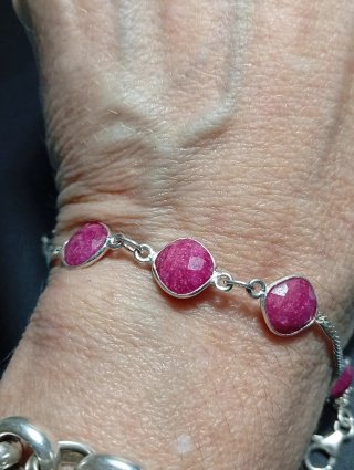 Pulsera Plata Ley rubí facetado