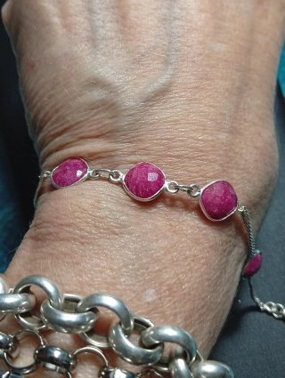 Pulsera Plata Ley rubí facetado