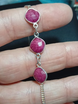 Pulsera Plata Ley rubí facetado