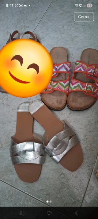 Lote de Sandalias Multicolor y Plateadas