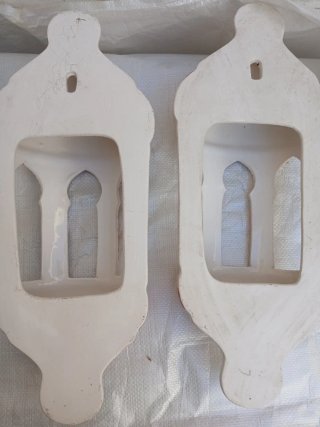 Pareja Apliques Cerámica Rojo Blanco