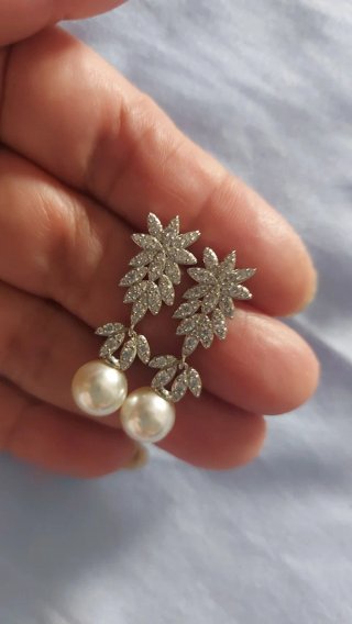 Pendientes Novia Perlas y Circonitas Plata