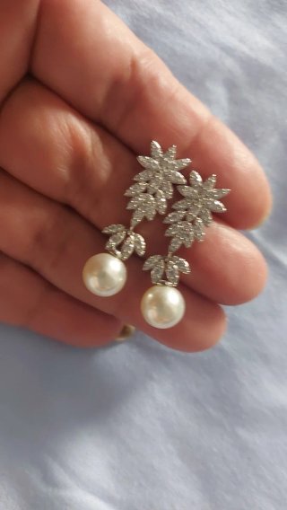 Pendientes Novia Perlas y Circonitas Plata