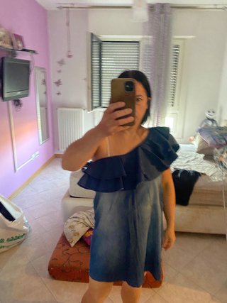 Vestito in cotone monospalla