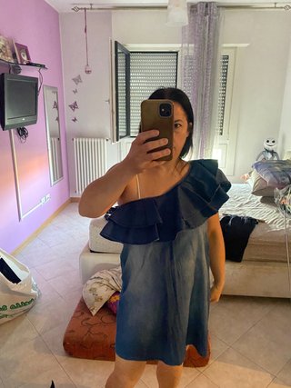 Vestito in cotone monospalla