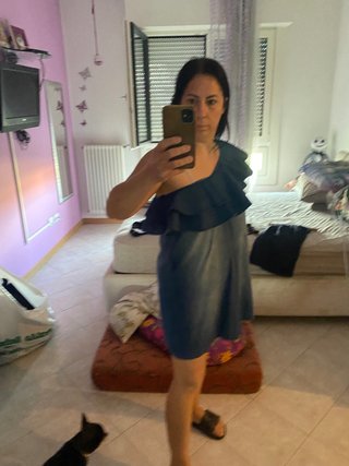 Vestito in cotone monospalla