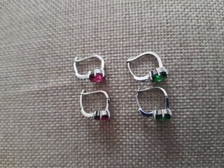 Lote 2 pares pendientes piedras