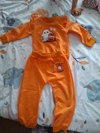 Conjunto treino bebé Halloween laranja