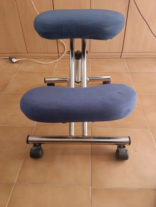 Silla Ergonómica Azul y Plateada
