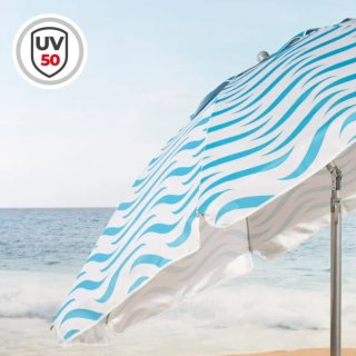 Sombrilla playa antiviento Ø220cm Aktive olas azul